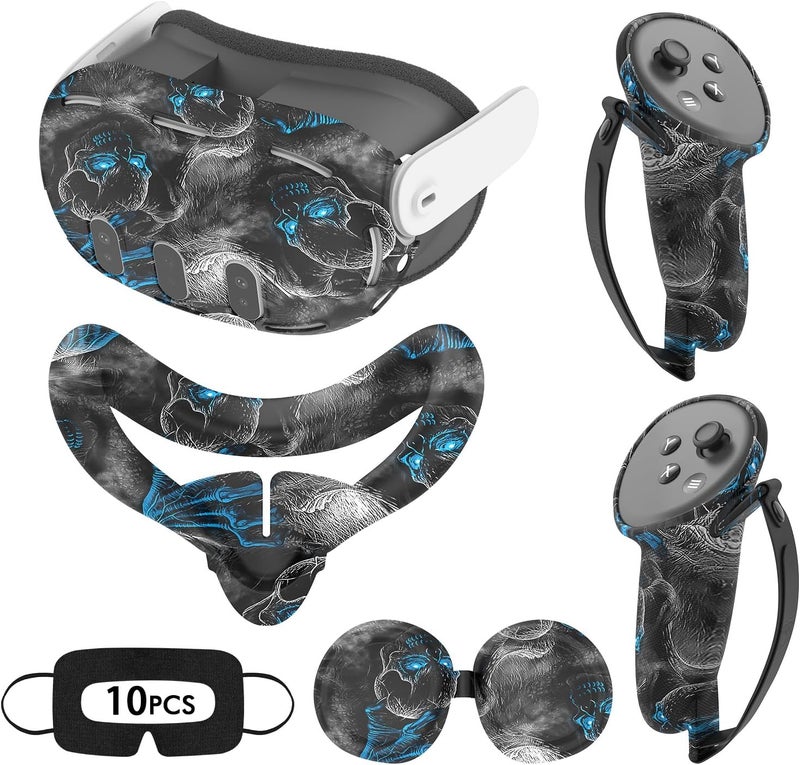 Relohas Deluxe 5 in 1 Silicone Accessories for Meta Quest 3, VR Protective Case Set, Controller Grip Cover, VR Shell Cover, Face Cover, Gifts for Christmas & Halloween (Phantom) - Image 1